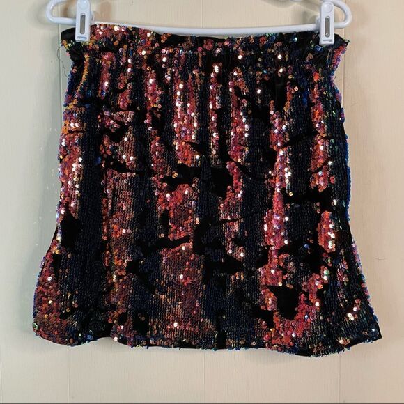 Zara Knit Velvet Iridescent Sequin Mini Skirt - Picture 4 of 5